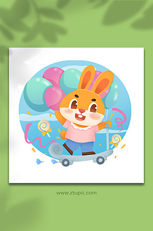 气球2023兔年六月儿童节童趣插画元素