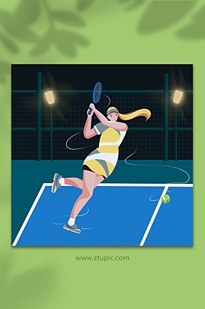 简约网球训练比赛创意人物插画