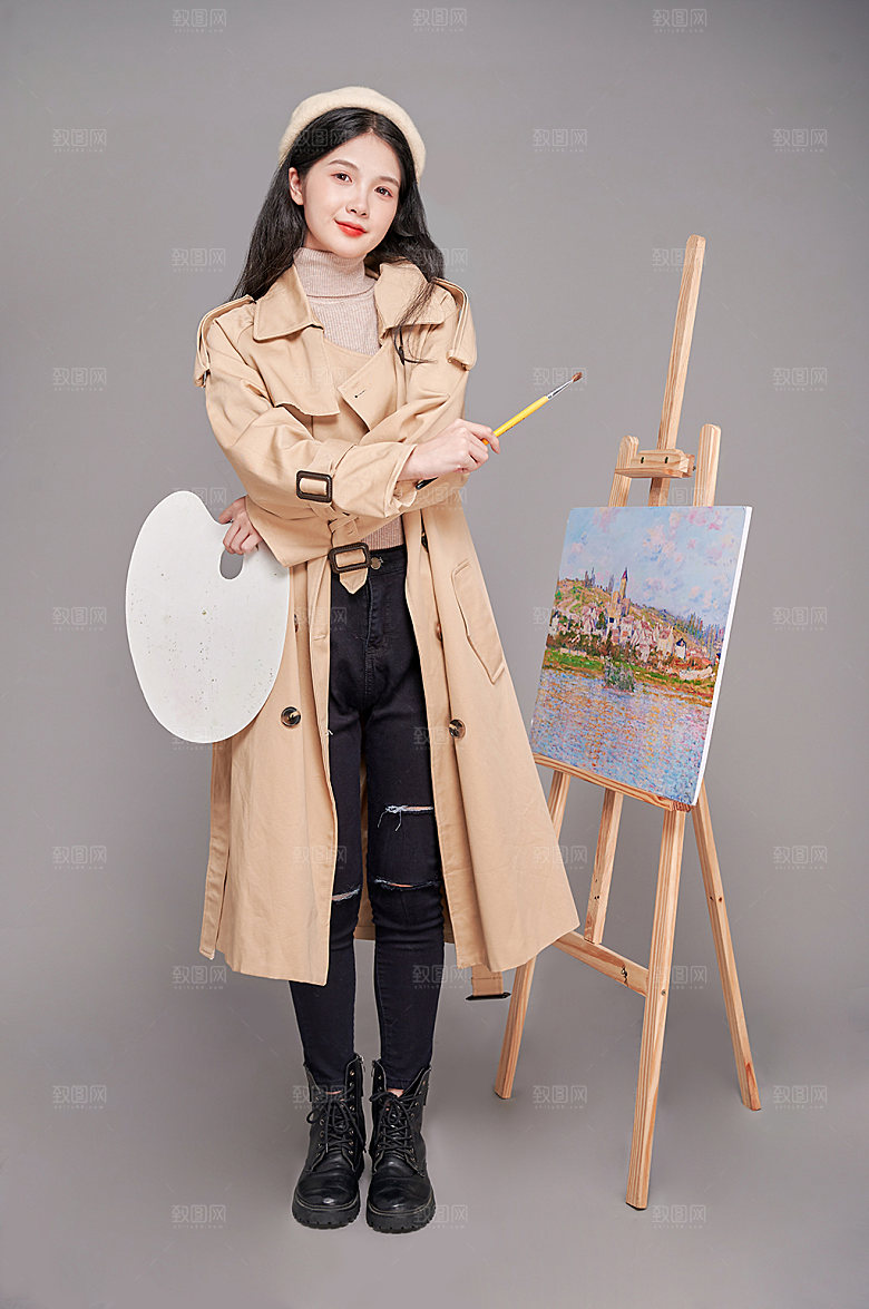 优雅画家女生人物现代摄影图片精修
