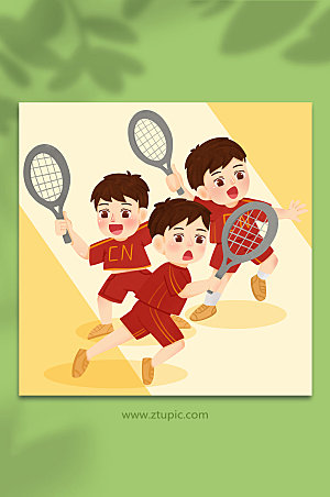 创意男生选手网球运动人物简约插画