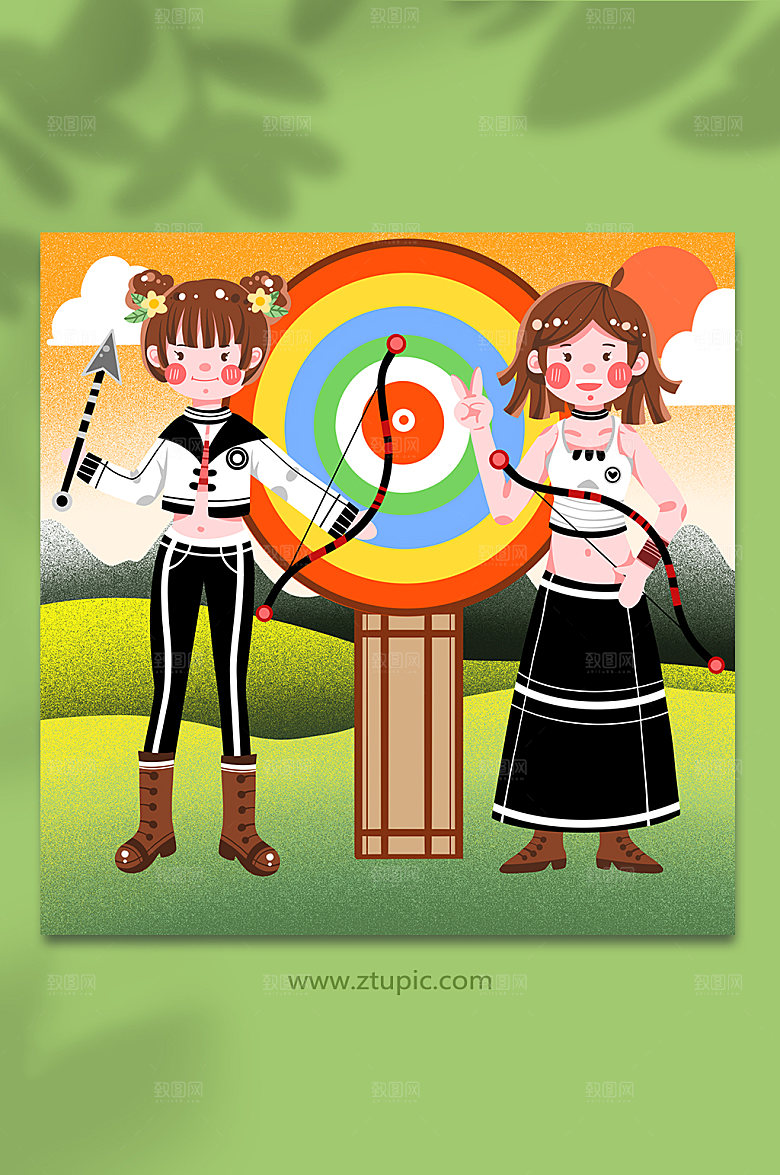 训练营俱乐部射箭运动大气人物插画