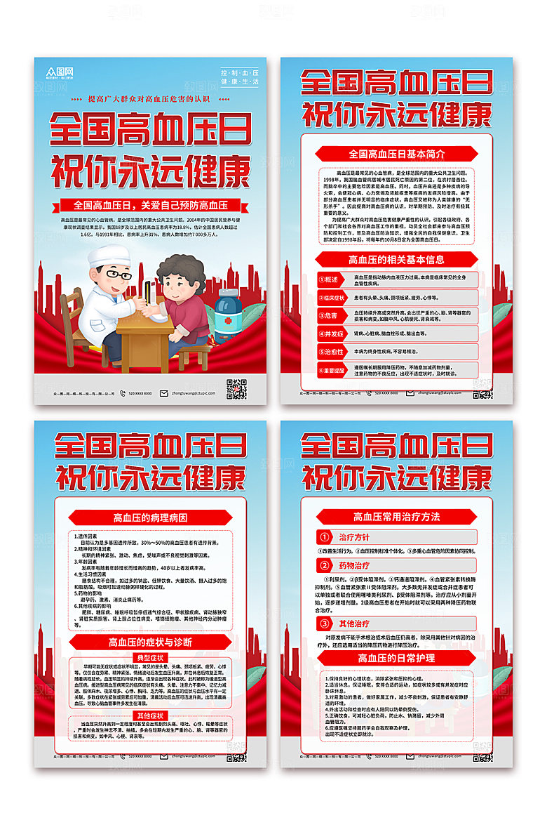 大气贯彻全国高血压日创意海报