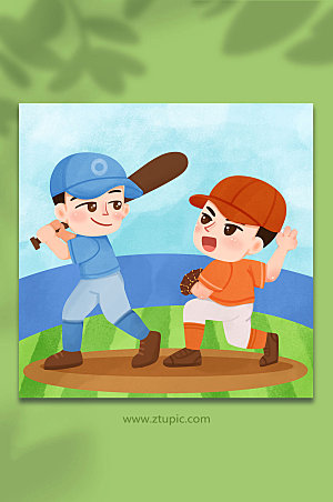 大气体育活动棒球运动现代插画