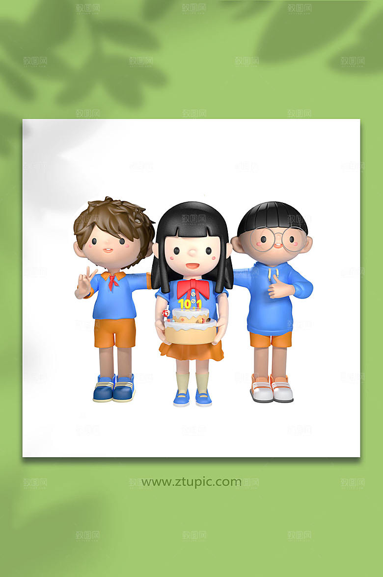 小孩3D人物C4D模型PNG大气元素