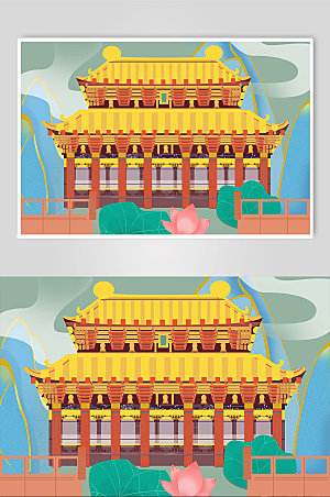 国潮柳州文庙柳州城市现代插画