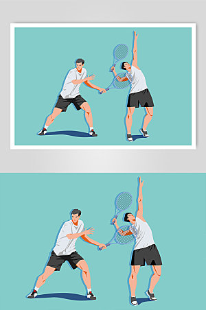 创意男子网球运动人物手绘插画