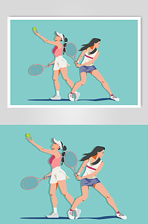 创意女子活力网球网球运动高端插画