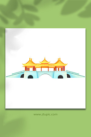 极简五亭桥扬州城市地标创意元素