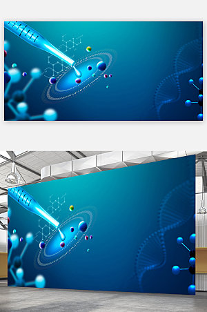 蓝色科技DNA医疗创意展板海报