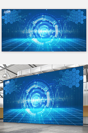 创新蓝色未来感科技背景大气展板