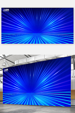 蓝色穿梭隧道粒子科技创意展板元素