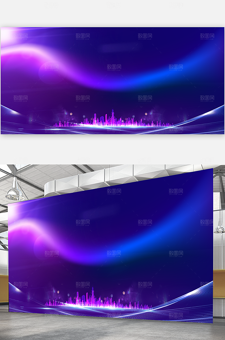 抽象科幻科技背景企业高端展板元素