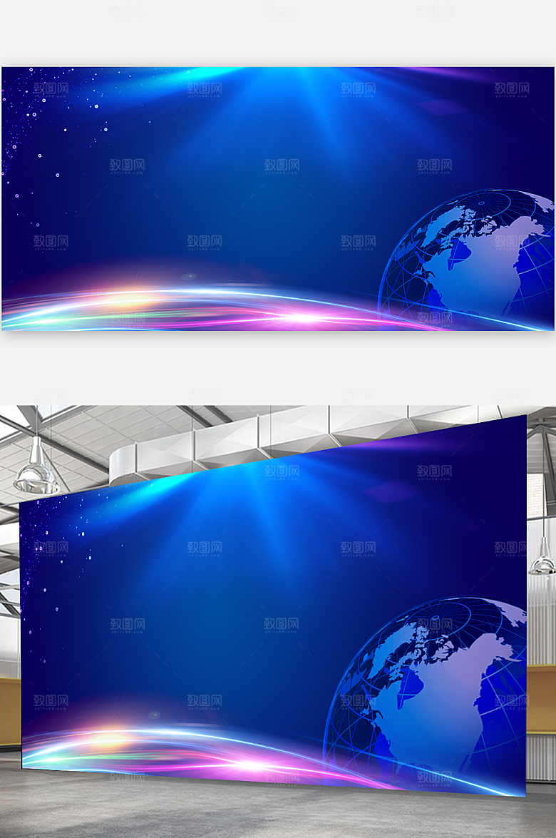 创意科幻科技背景企业时尚展板元素