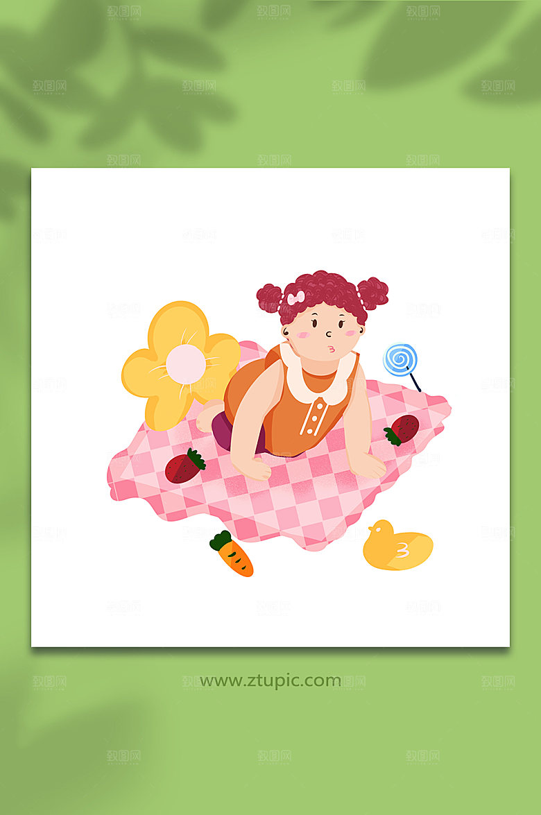 创新婴儿爬行元素简约人物插画
