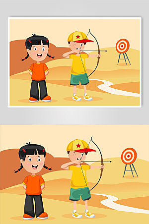 黄色射箭训练射箭运动高端插画
