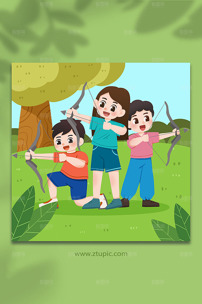 简约阵势防御射箭运动人物大气插画