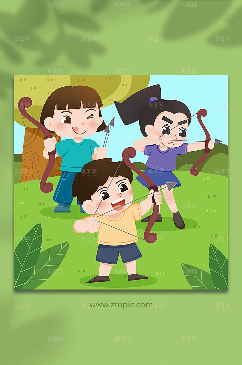 创意新竞争比赛射箭运动现代插画