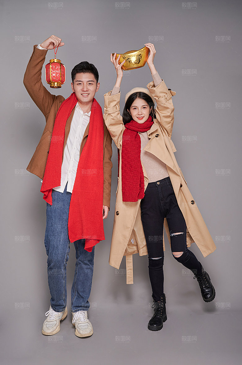 创意新年秋冬情侣人物现代摄影图片