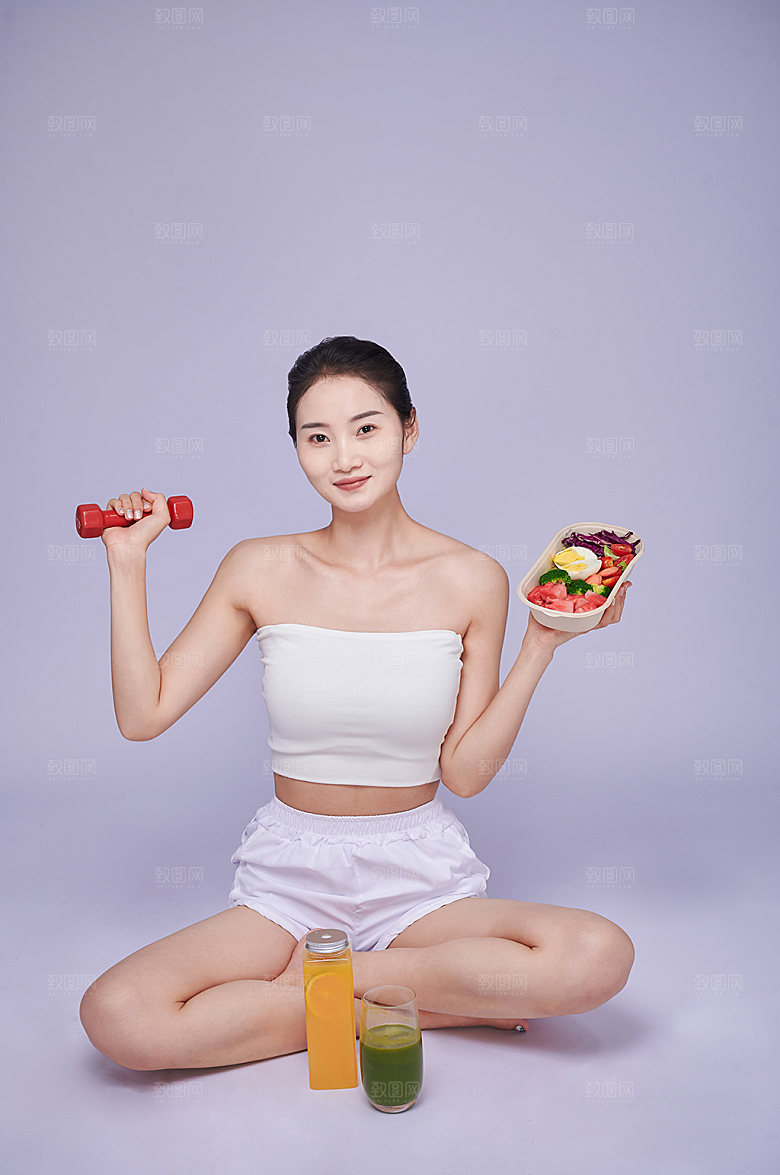 健康美体女性人物精修减肥摄影图