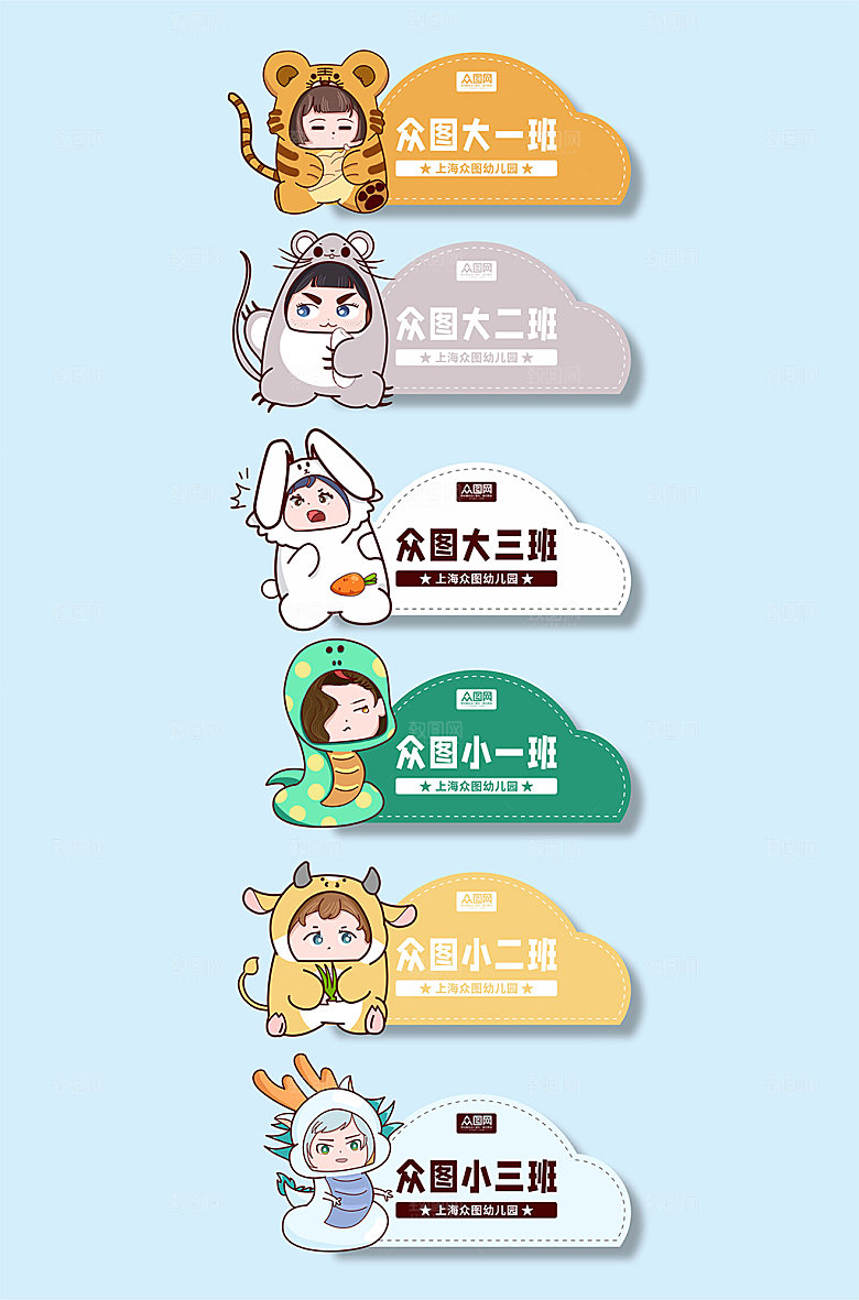 清新校园门牌幼儿园班级异形科室牌