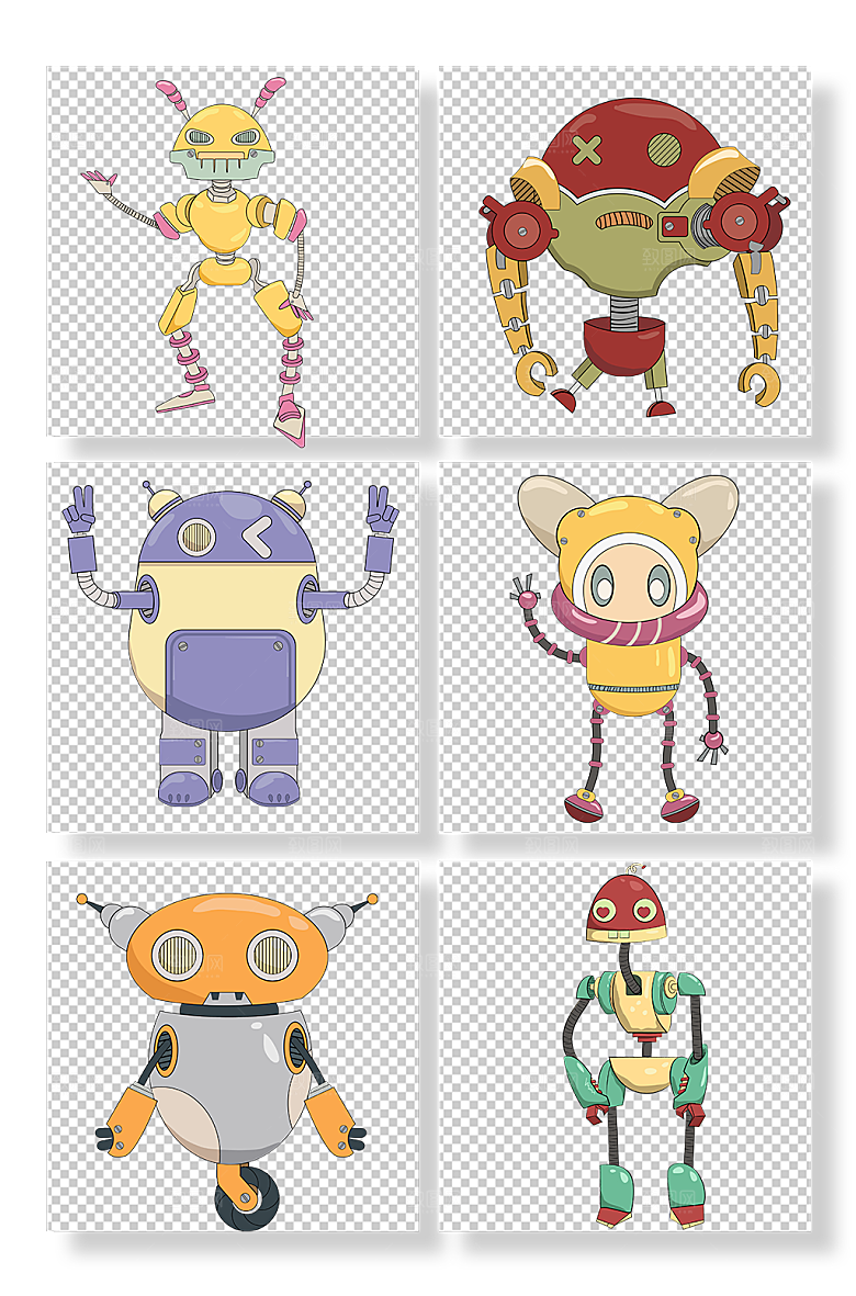 创意仿生机器人科技元素现代插画