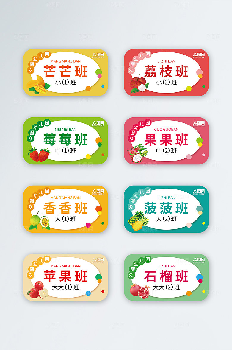 卡通水果幼儿园班级门牌可爱科室牌