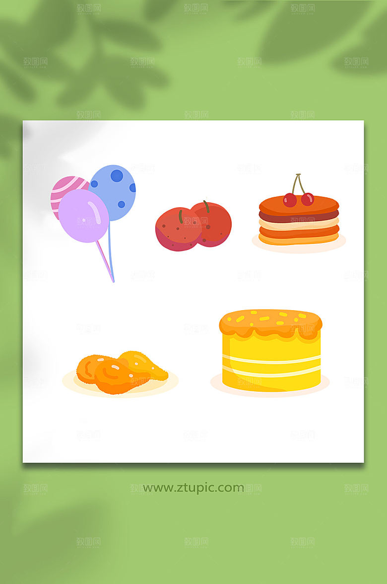 绿色庆祝感恩节美食大气插画元素