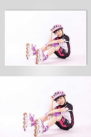 时尚女孩儿童轮滑人物运动摄影图