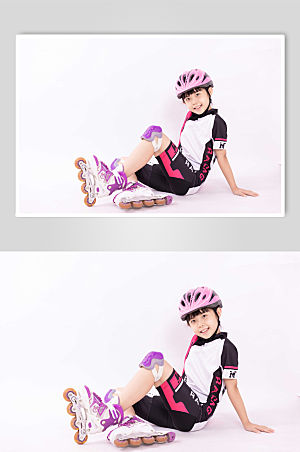 飒气女孩儿童轮滑人物运动摄影图