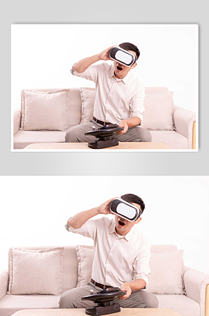 打电动男士VR虚拟人物摄影图