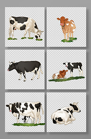 手绘农场牧业畜牧动物元素插画