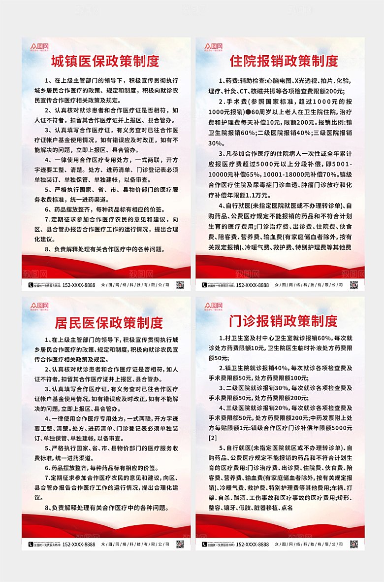 现代医院收费处医保制度牌创意海报