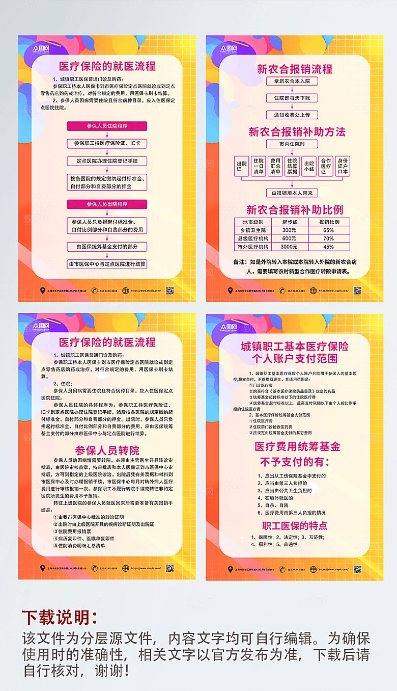 创意医院收费处医保制度牌大气海报