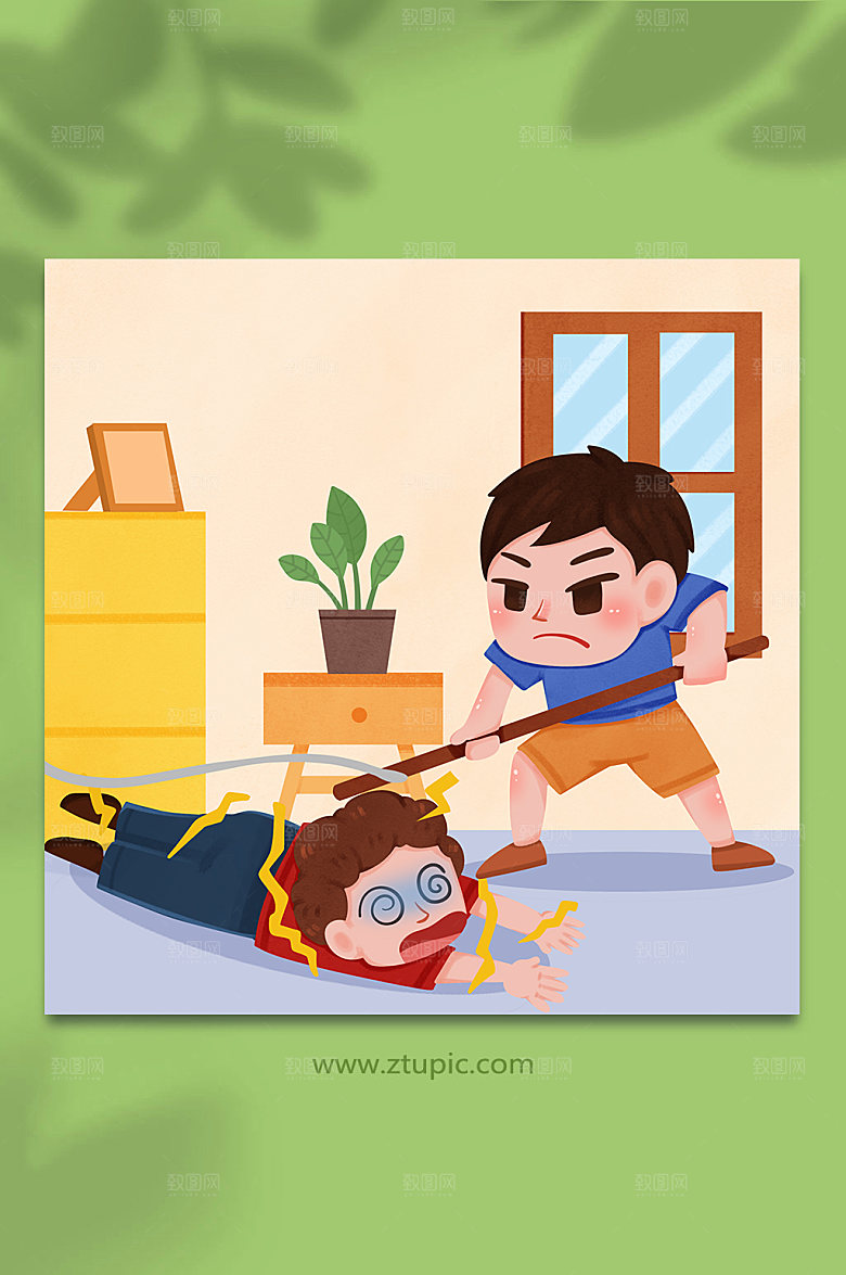 简约救人方法防触电安全人物插画