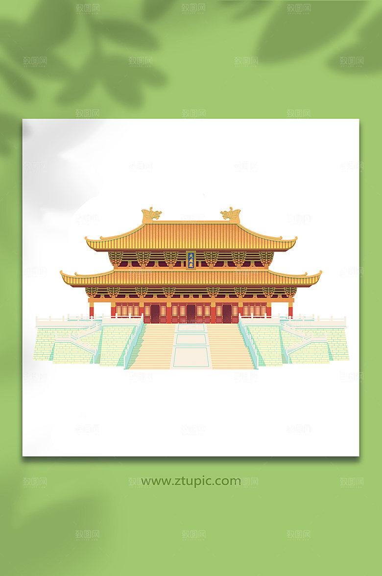 大气柳州文庙插画国潮元素