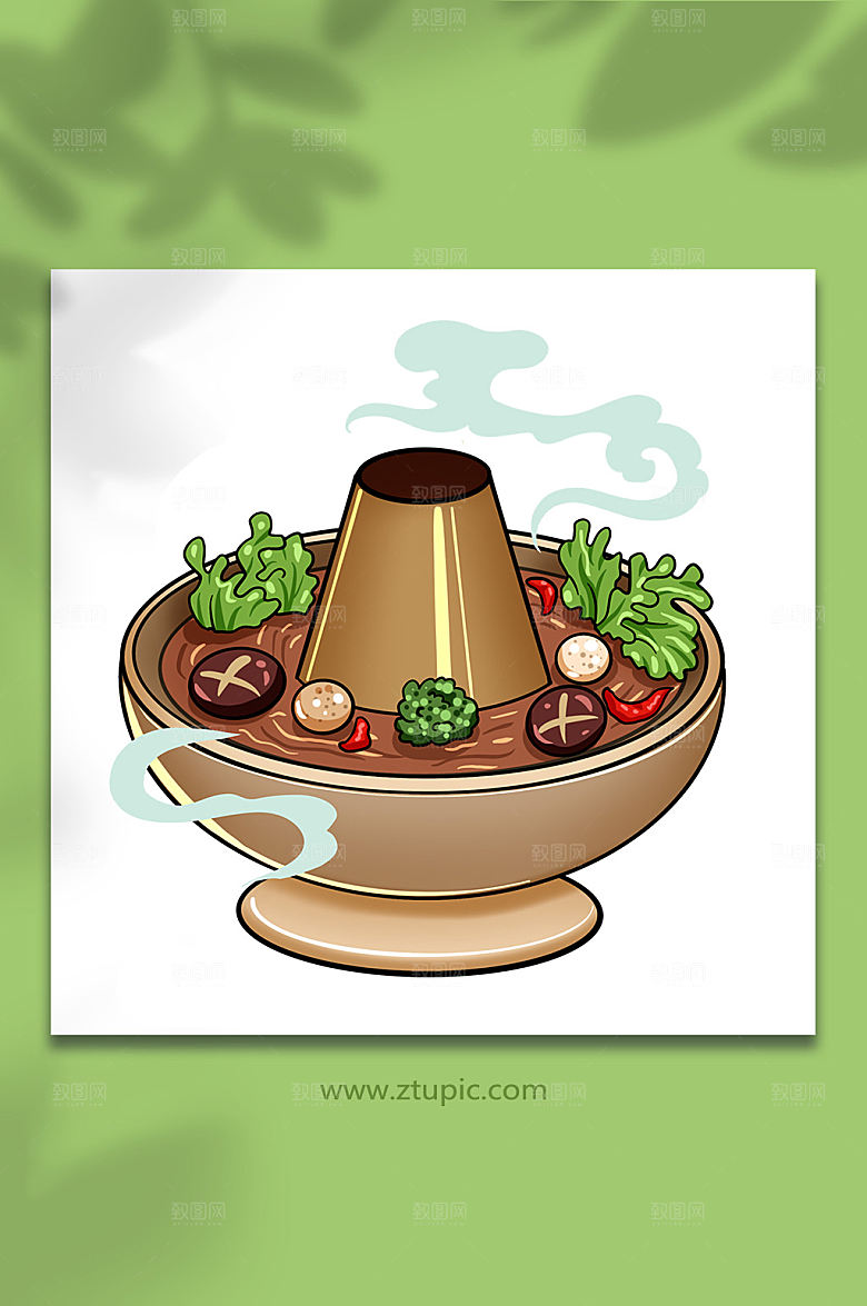手绘国潮冬至火锅元素大气插画