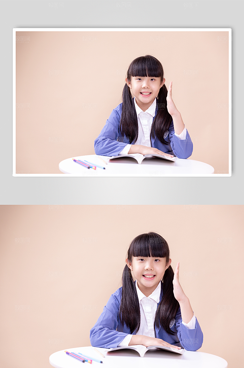 认真上课小学生小女孩高清摄影图