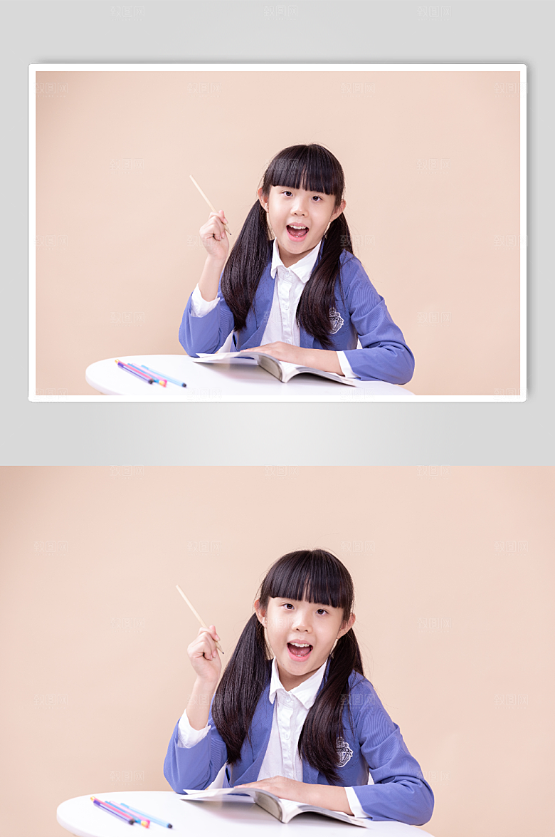 小女可爱的小学生高清摄影图