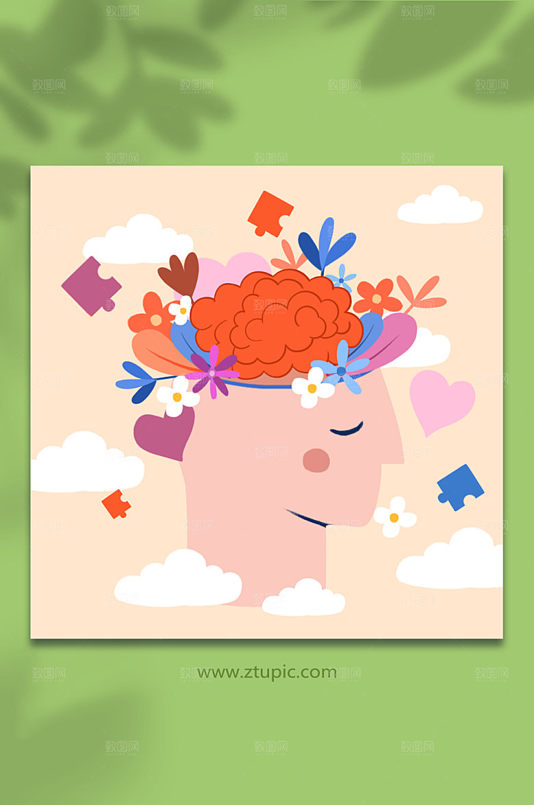 时尚记忆碎片创意健康大脑元素插画