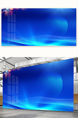 现代蓝色科技展板免抠背景图片素材