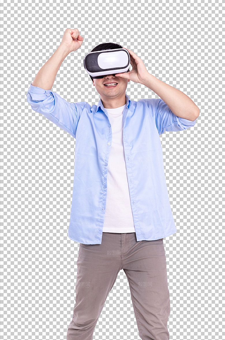 VR眼镜男生人物PNG摄影高清图片