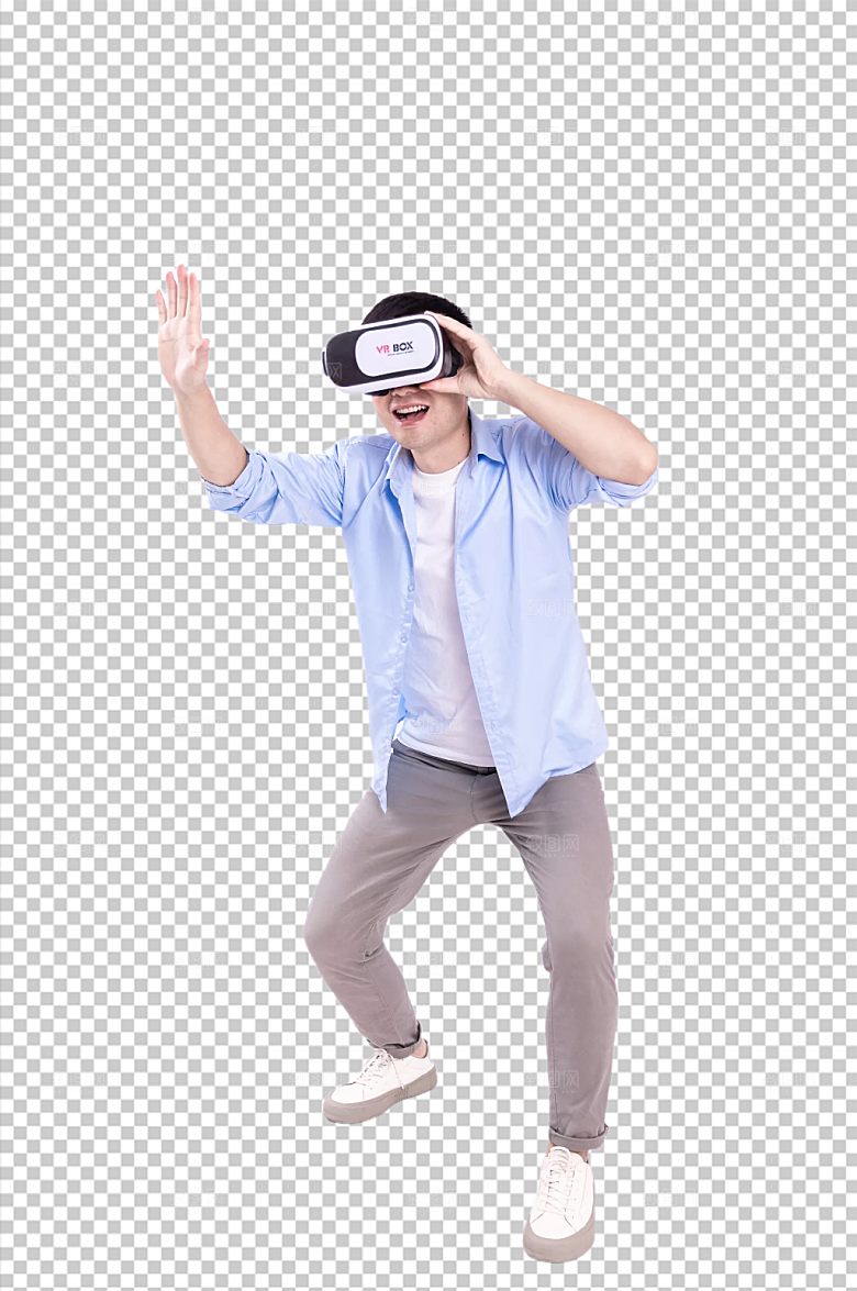 VR眼镜男生人物PNG摄影创意图片