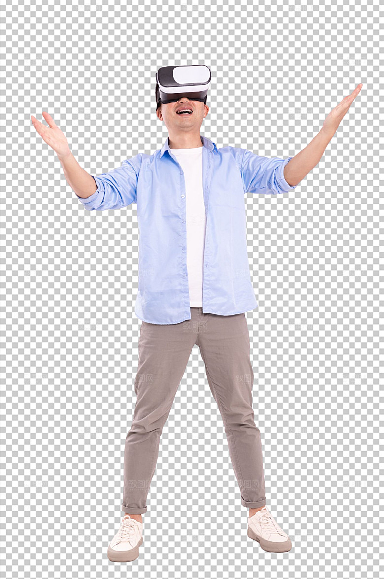 VR眼镜男生人物PNG摄影科幻图片