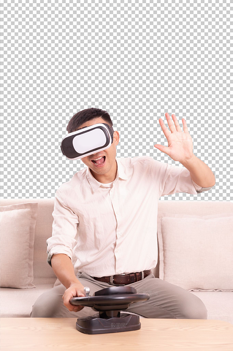 创意VR眼镜男生人物PNG摄影图