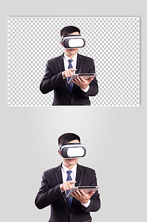 西装VR眼镜男生人物PNG摄影图