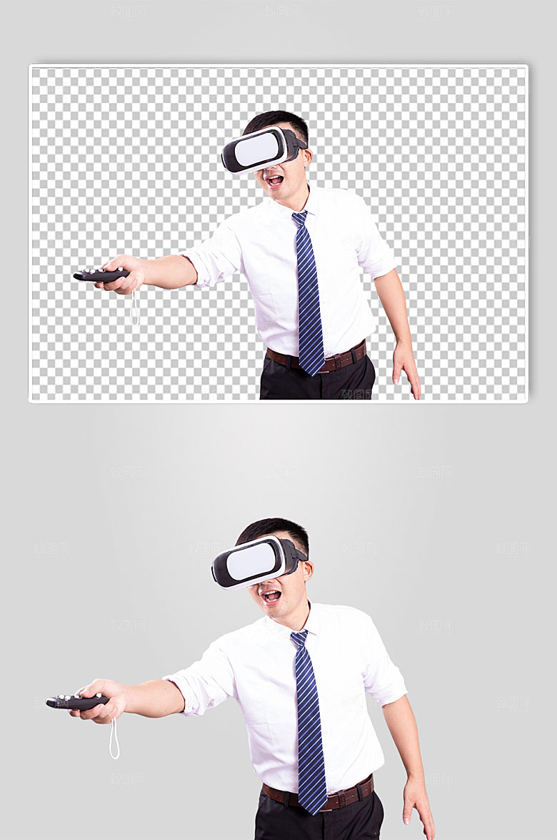 创意VR体验男生人物PNG摄影图