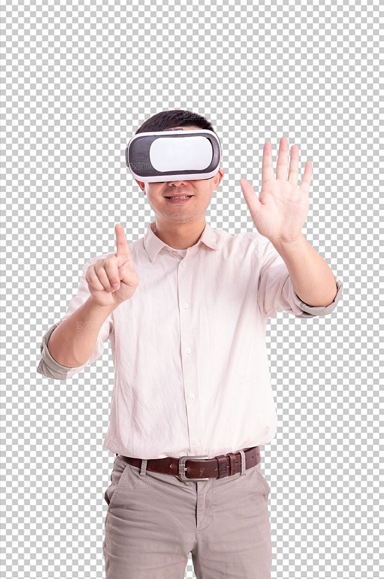 高清VR体验男生人物PNG摄影图