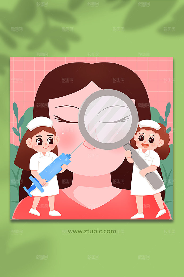 大气眼扁平化整形美容人物创意插画