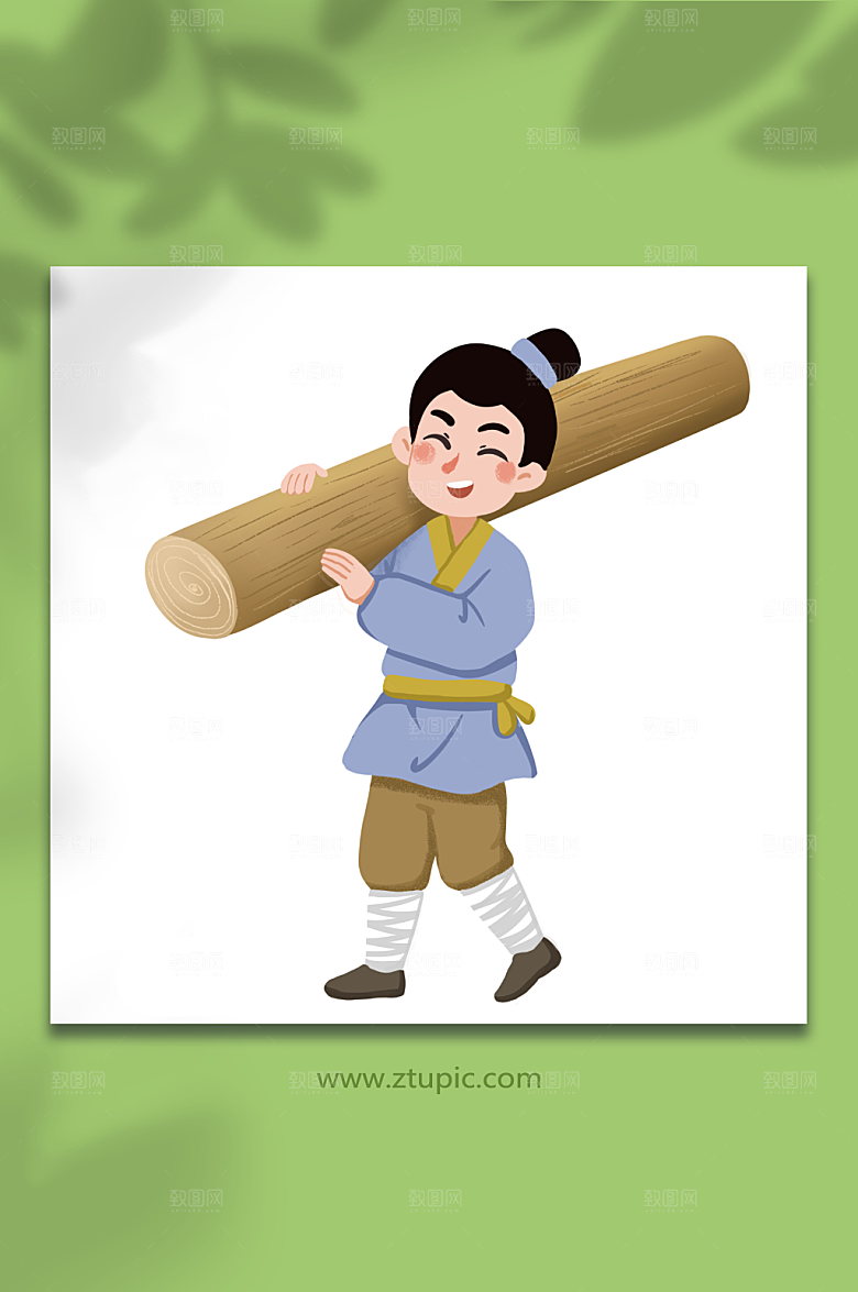 手绘古代农夫人物中国风元素