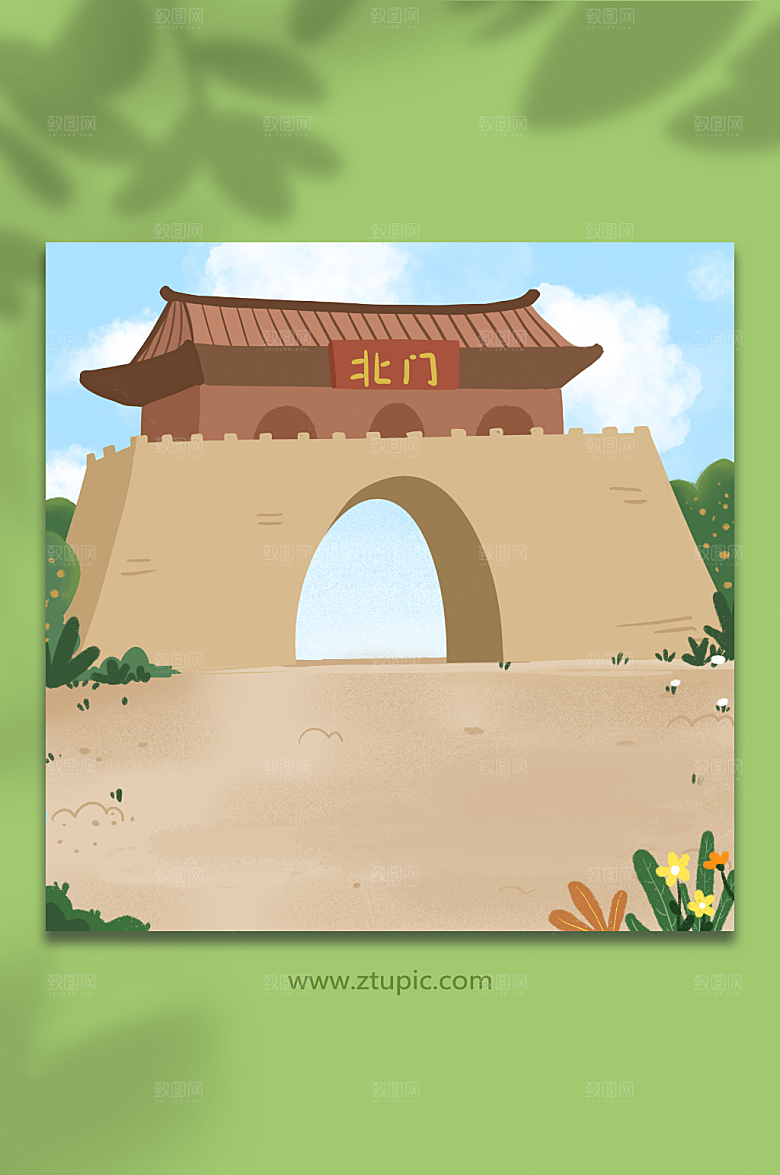 大气古风室外城楼中式背景图